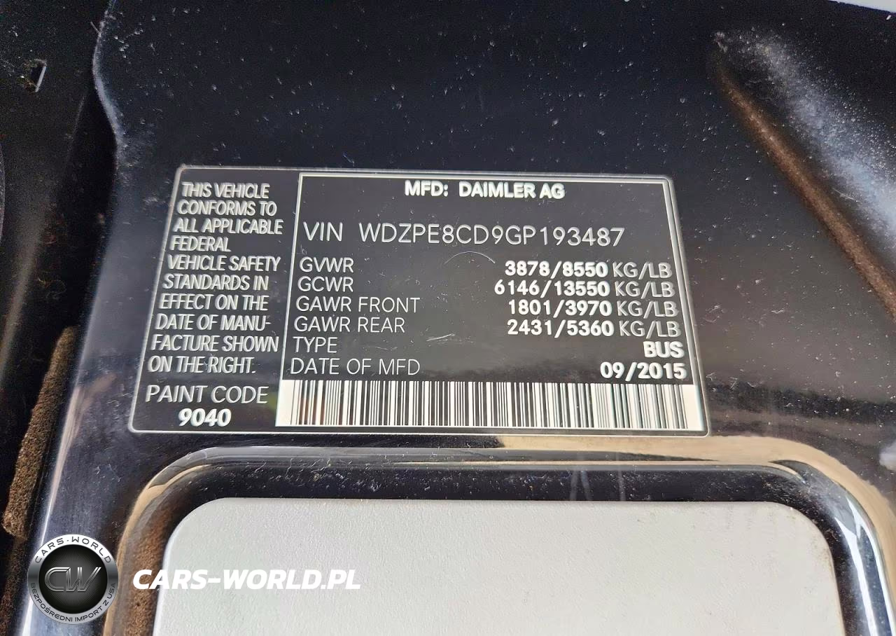2016 Mercedes-Benz Sprinter 2500 VIN:WDZPE8CD9GP193487 - 13