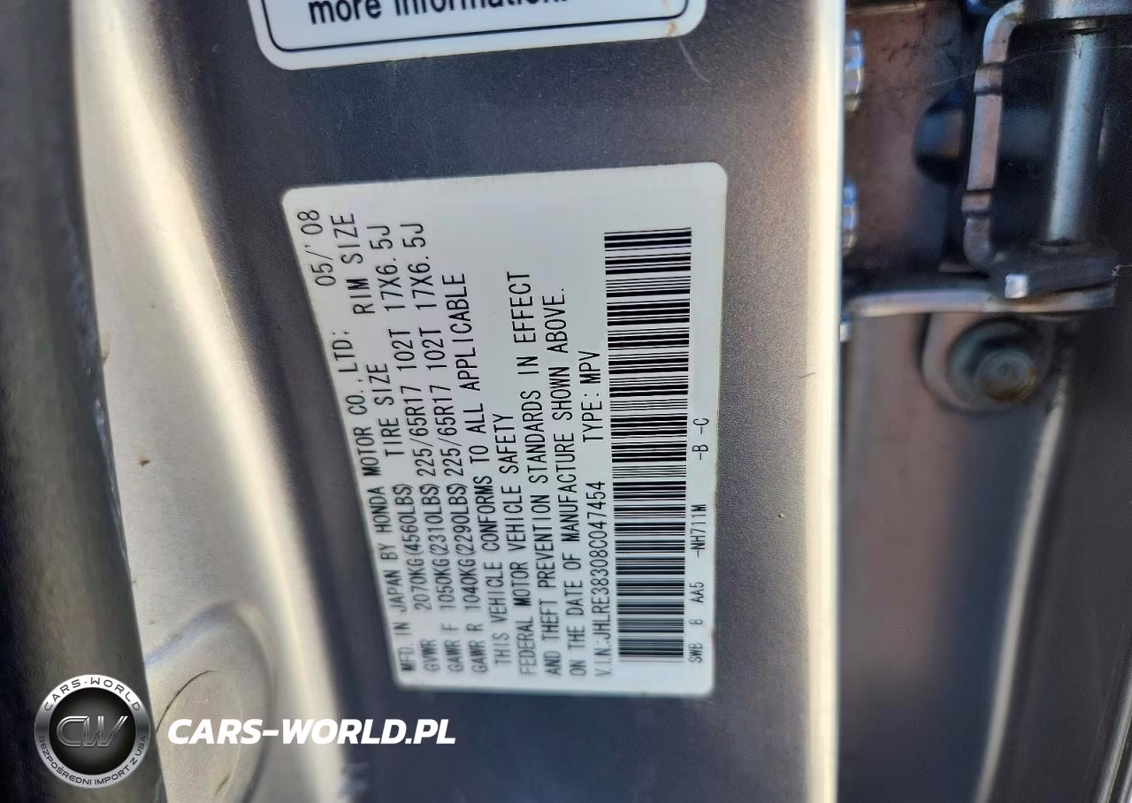 2008 Honda Cr-V Lx VIN:JHLRE38308C047454 - 12