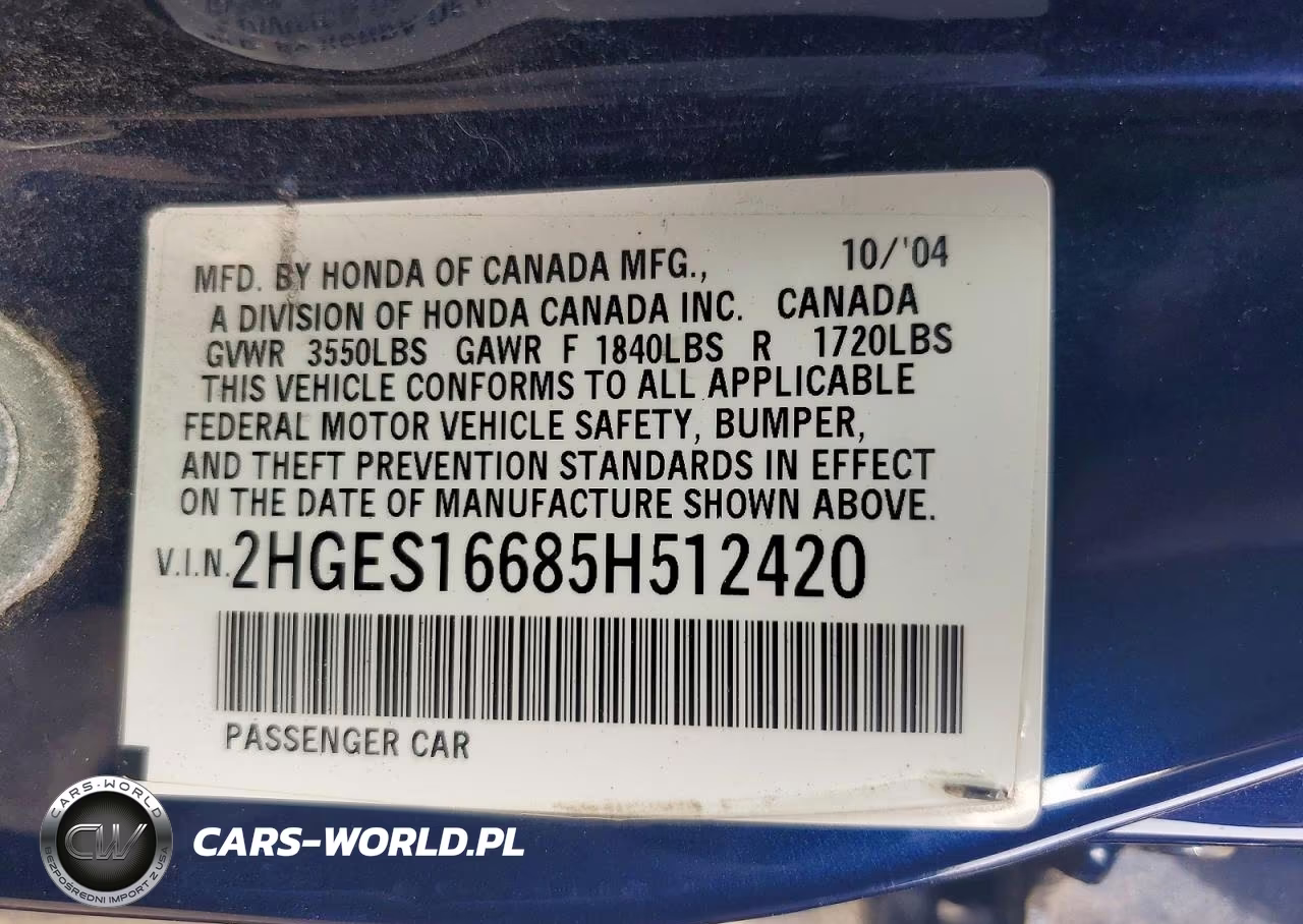 2005 Honda Civic Lx VIN:2HGES16685H512420 - 12