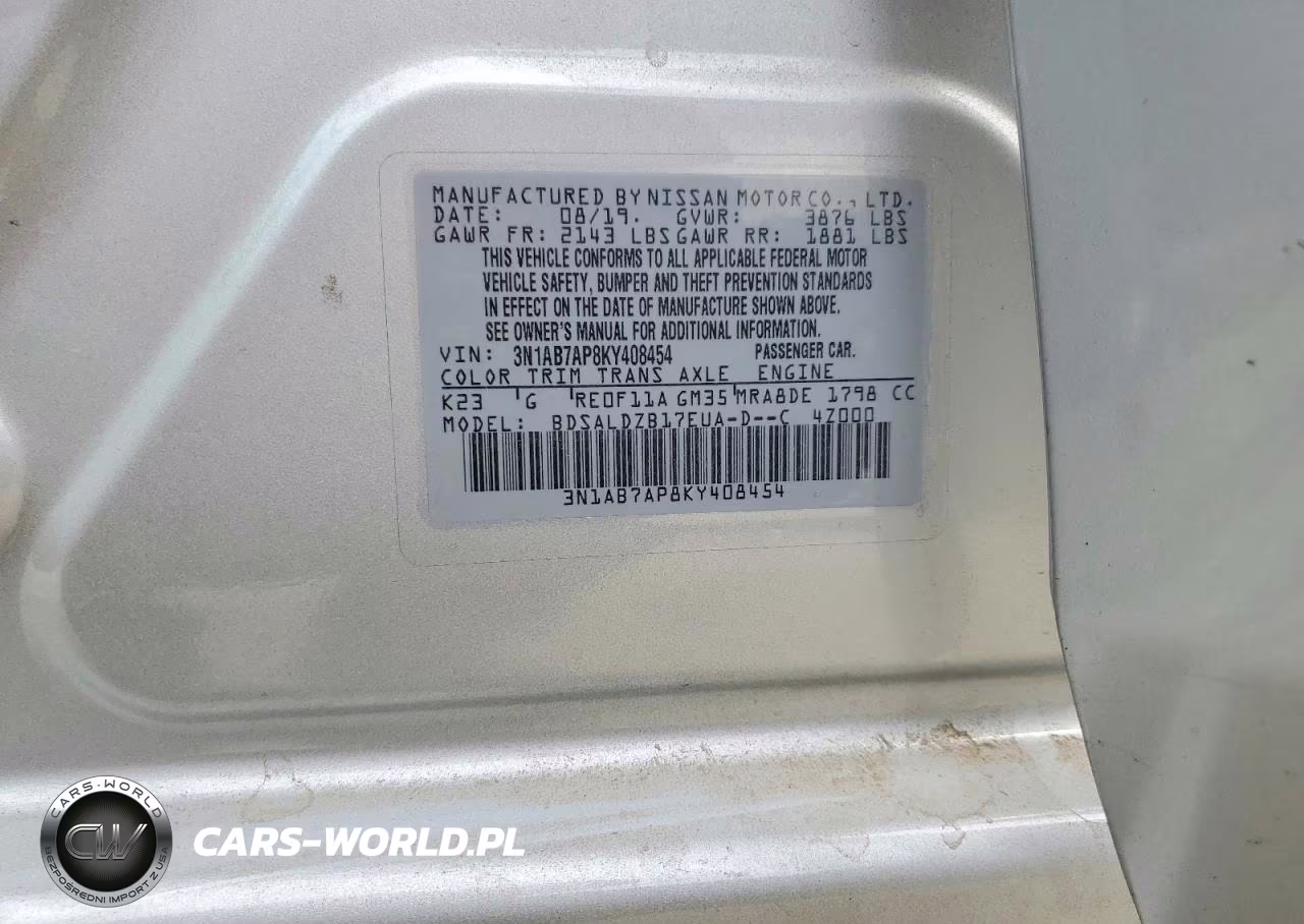 2019 Nissan Sentra Sv VIN:3N1AB7AP8KY408454 - 12