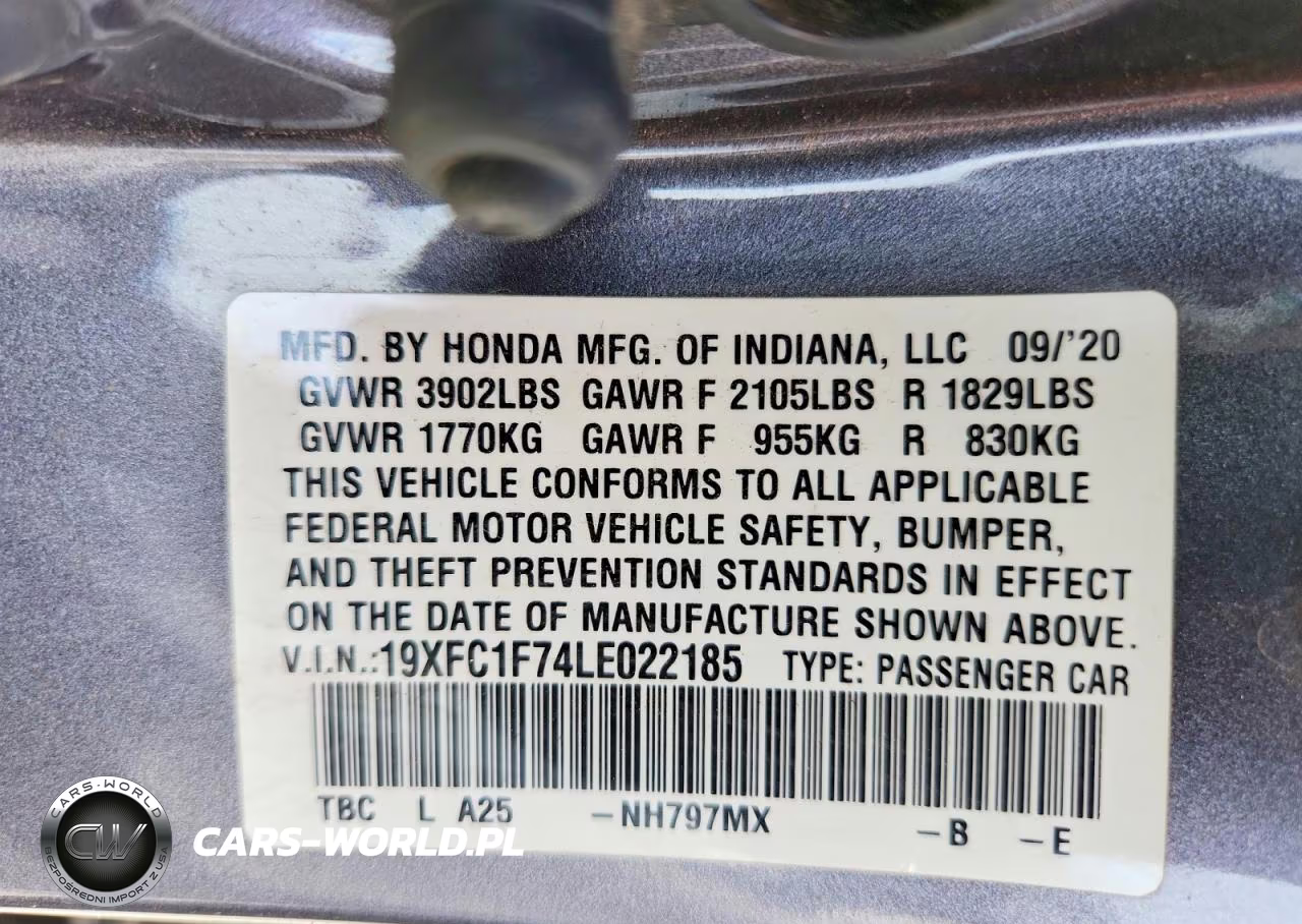 2020 Honda Civic Exl VIN:19XFC1F74LE022185 - 12
