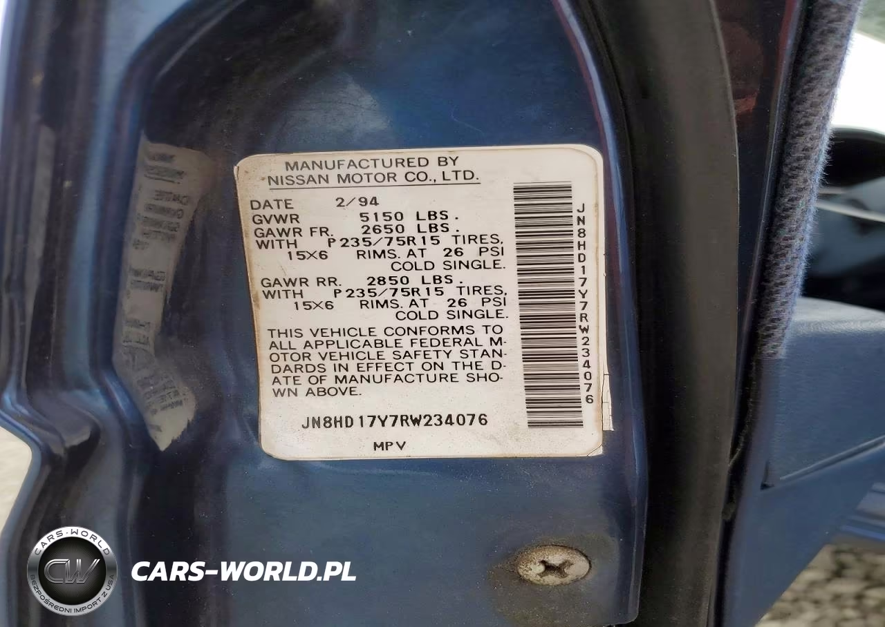 1994 Nissan Pathfinder Xe VIN:JN8HD17Y7RW234076 - 13