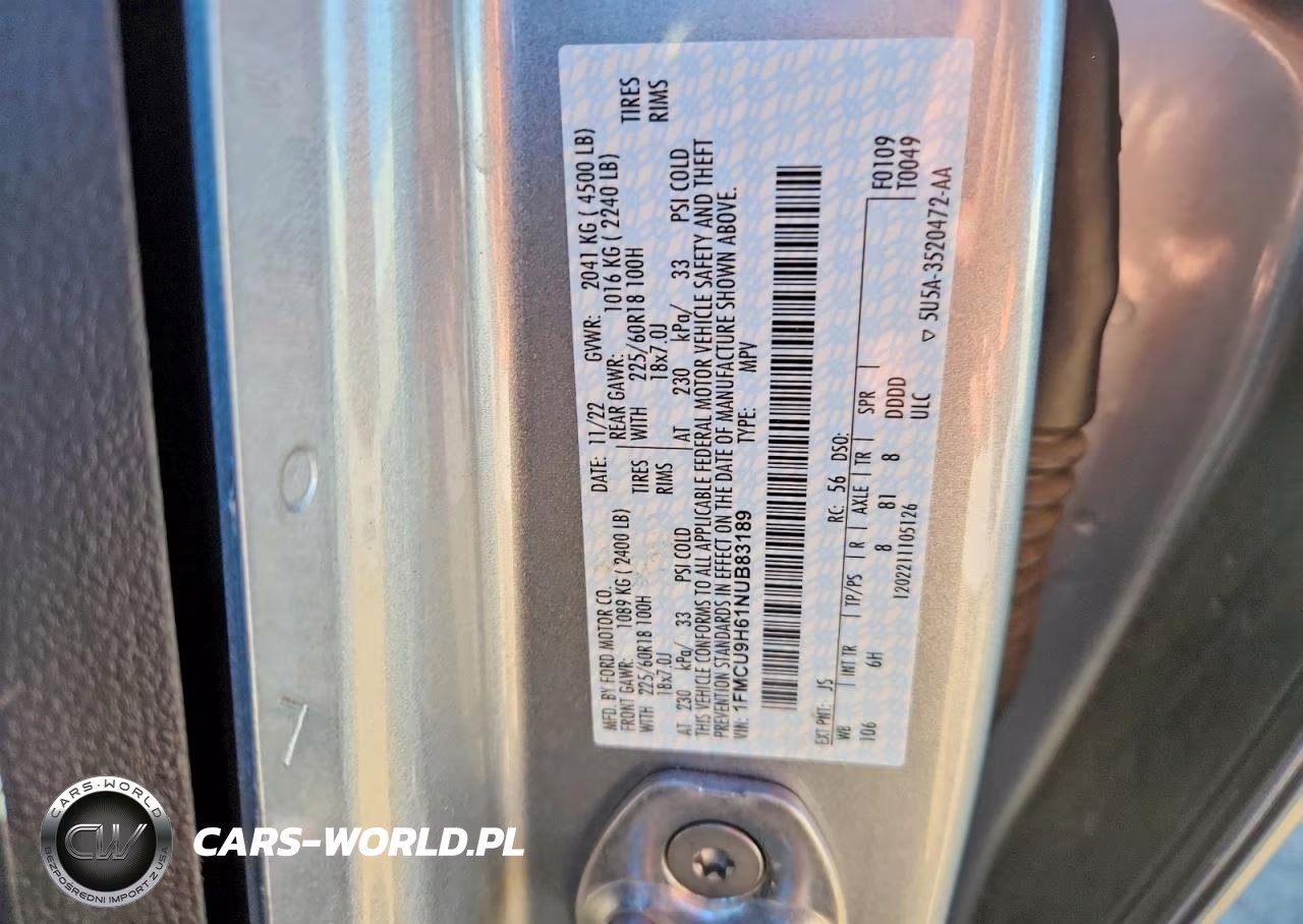 2022 Ford Escape Sel VIN:1FMCU9H61NUB83189 - 12