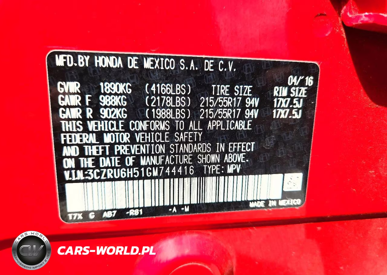 2016 Honda Hr-V Ex VIN:3CZRU6H51GM744416 - 13