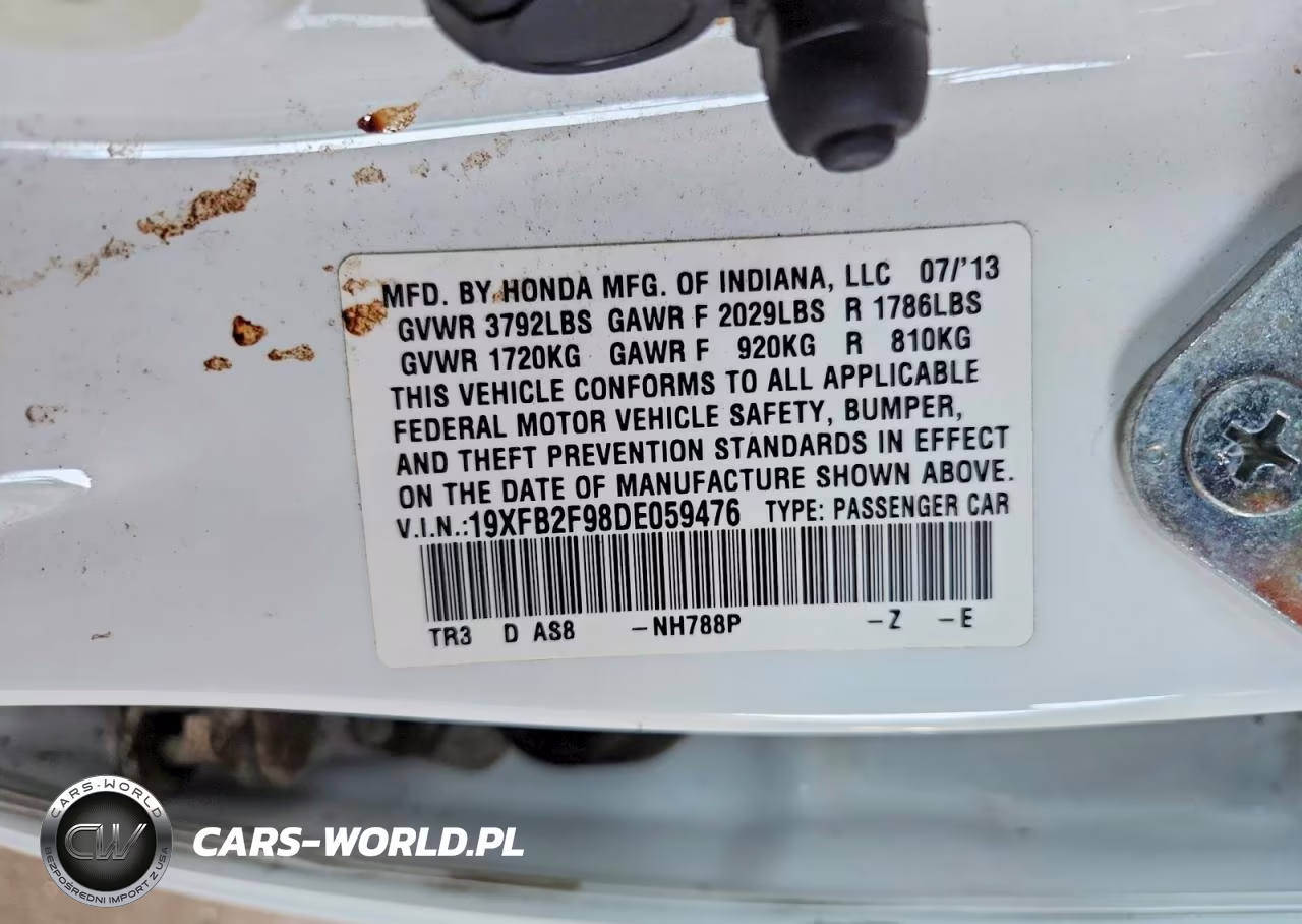 2013 Honda Civic Exl VIN:19XFB2F98DE059476 - 12