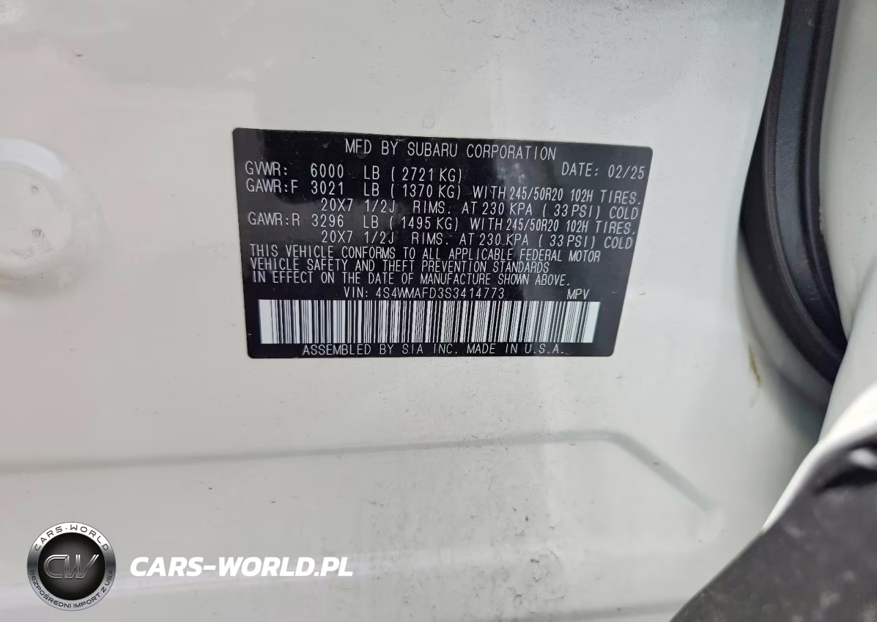 2025 Subaru Ascent Onyx Edition VIN:4S4WMAFD3S3414773 - 13