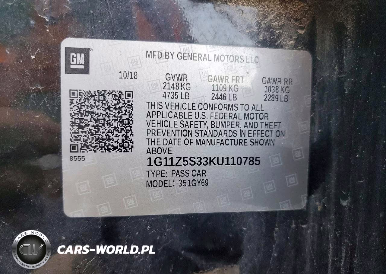 2019 Chevrolet Impala Lt VIN:1G11Z5S33KU110785 - 12