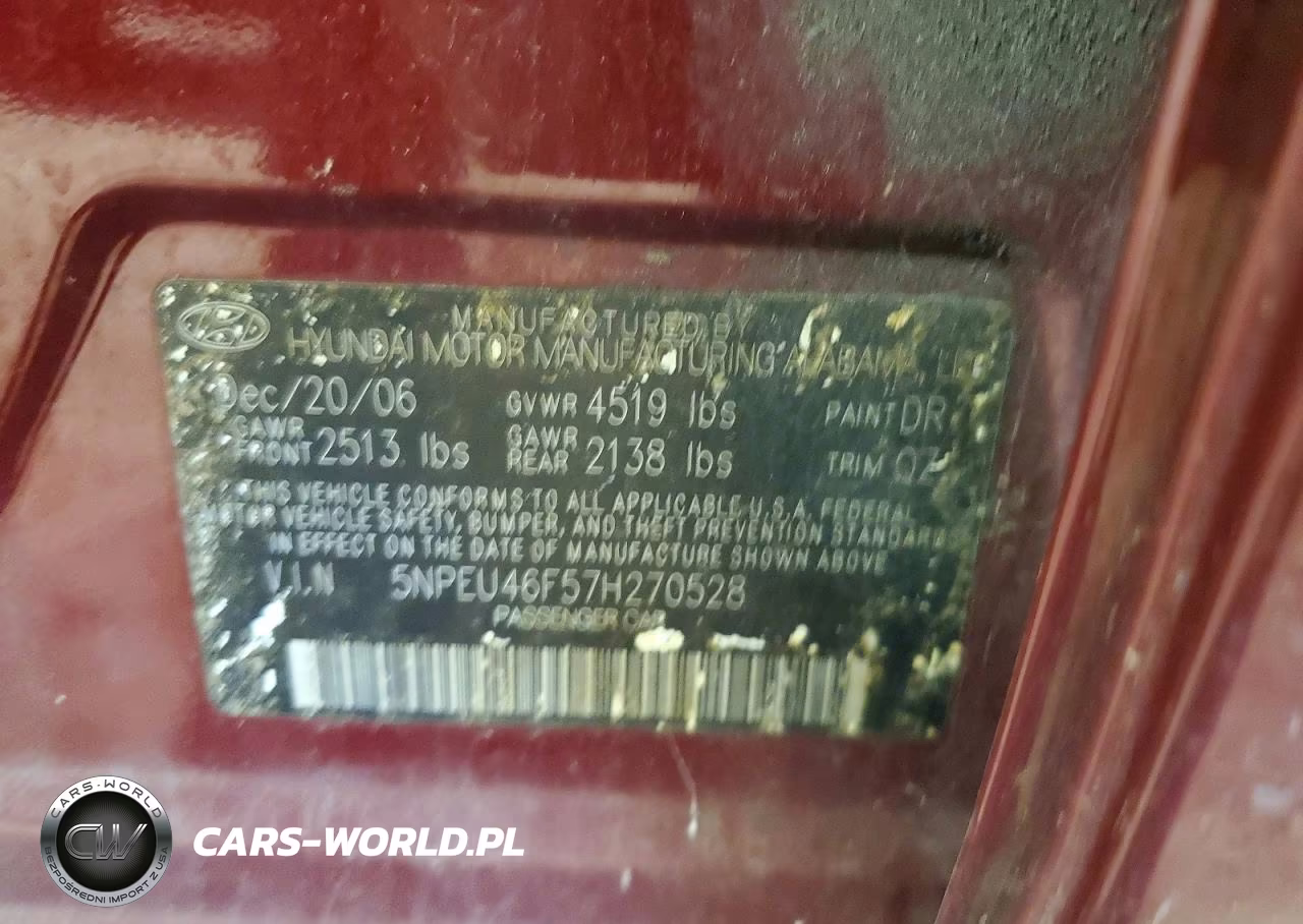 2007 Hyundai Sonata Se VIN:5NPEU46F57H270528 - 13