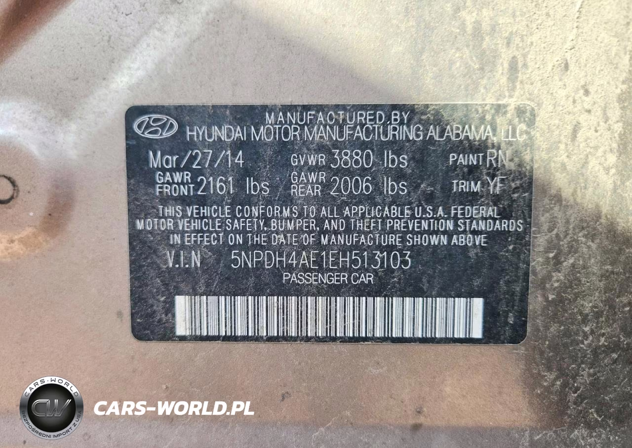 2014 Hyundai Elantra Se VIN:5NPDH4AE1EH513103 - 12