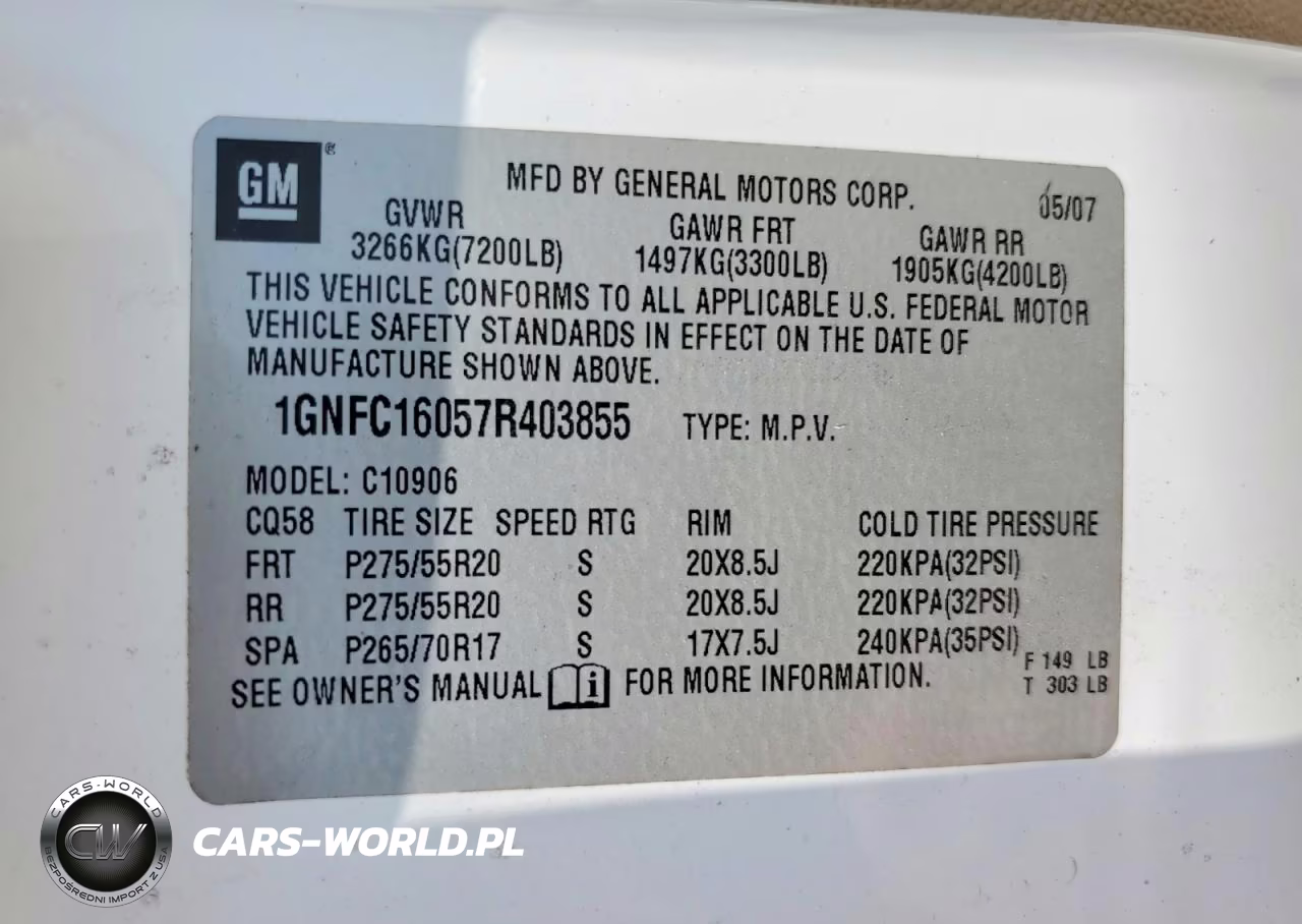 2007 Chevrolet Suburban C1500 VIN:1GNFC16057R403855 - 14