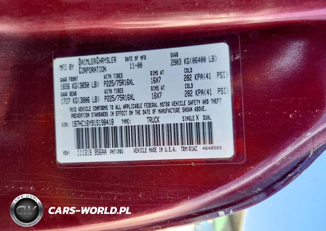 2001 Dodge Ram 1500 VIN:1B7HC16Y91S198418 - 12