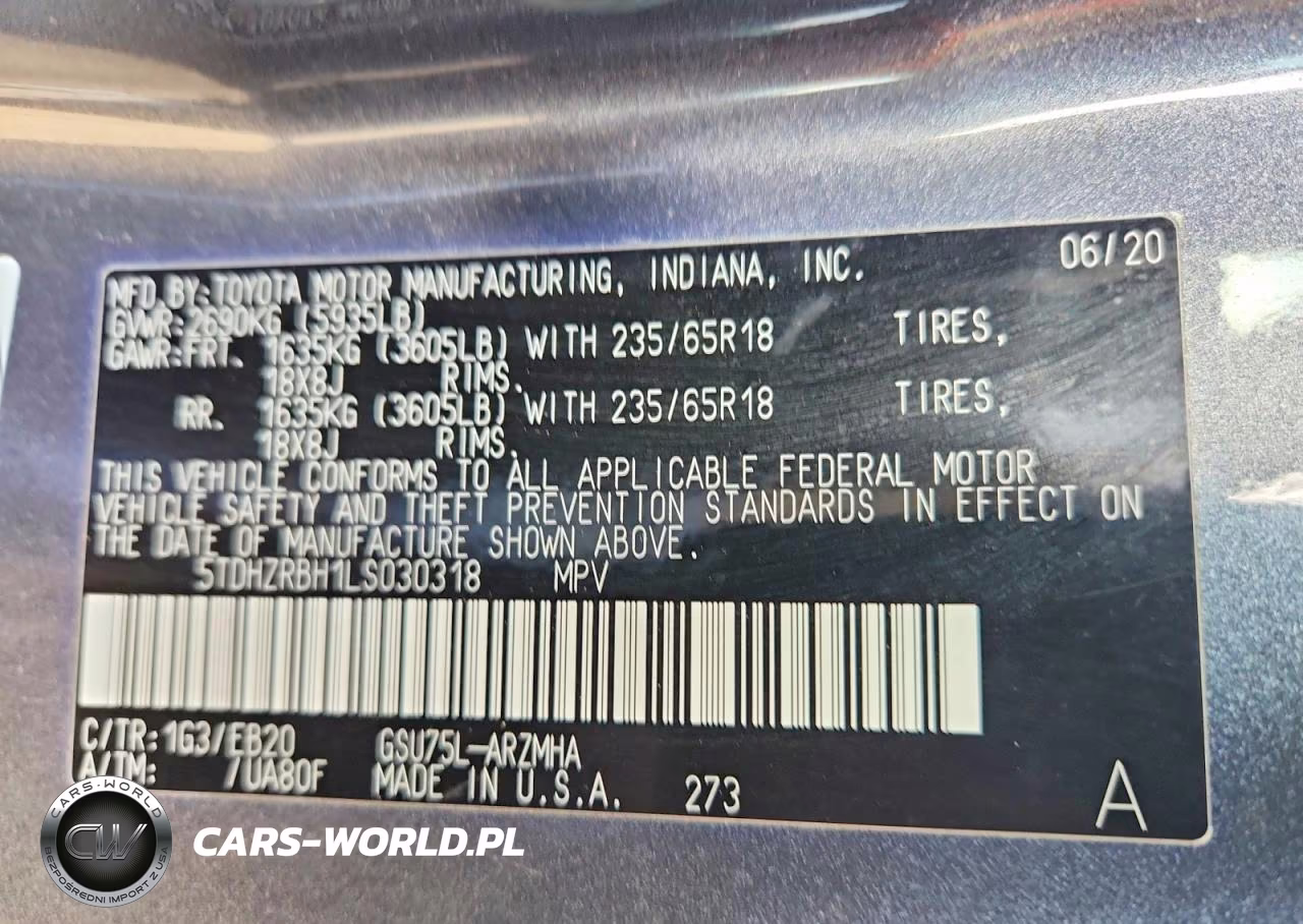 2020 Toyota Highlander Xle VIN:5TDHZRBH1LS030318 - 13