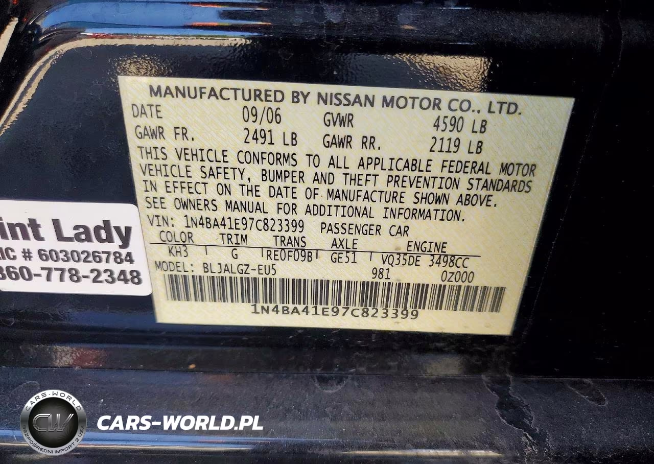 2007 Nissan Maxima 3.5 Se VIN:1N4BA41E97C823399 - 12