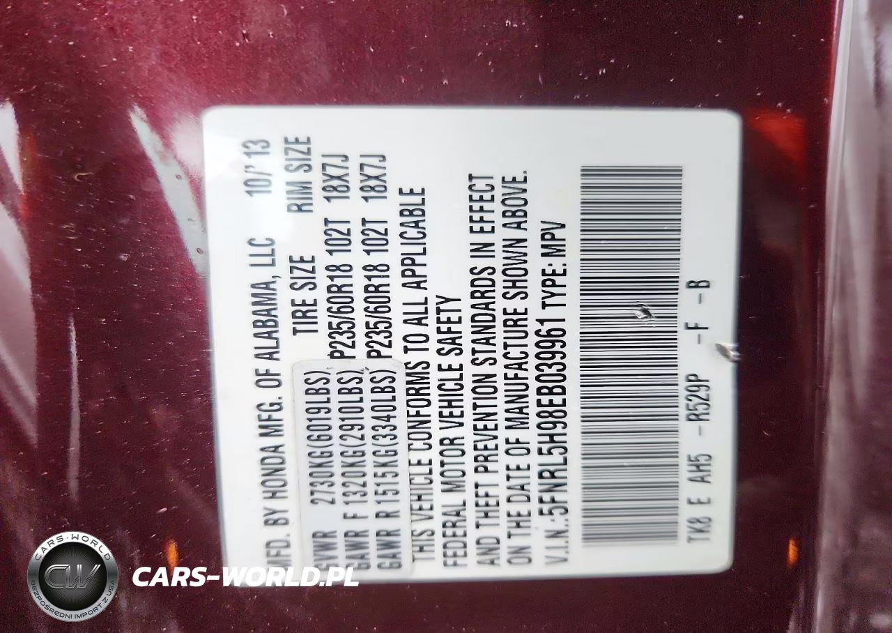 2014 Honda Odyssey Touring VIN:5FNRL5H98EB039961 - 13