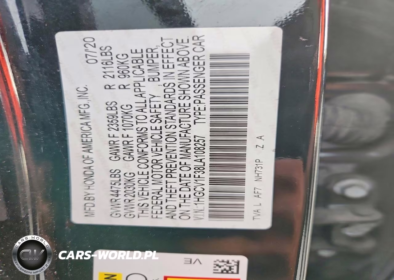 2020 Honda Accord Sport VIN:1HGCV1F38LA108257 - 12