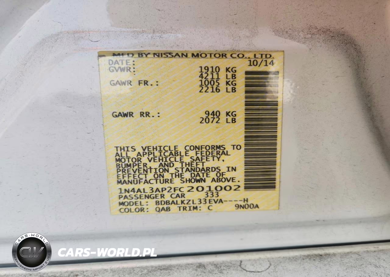 2015 Nissan Altima 2.5 Sv VIN:1N4AL3AP2FC201002 - 12