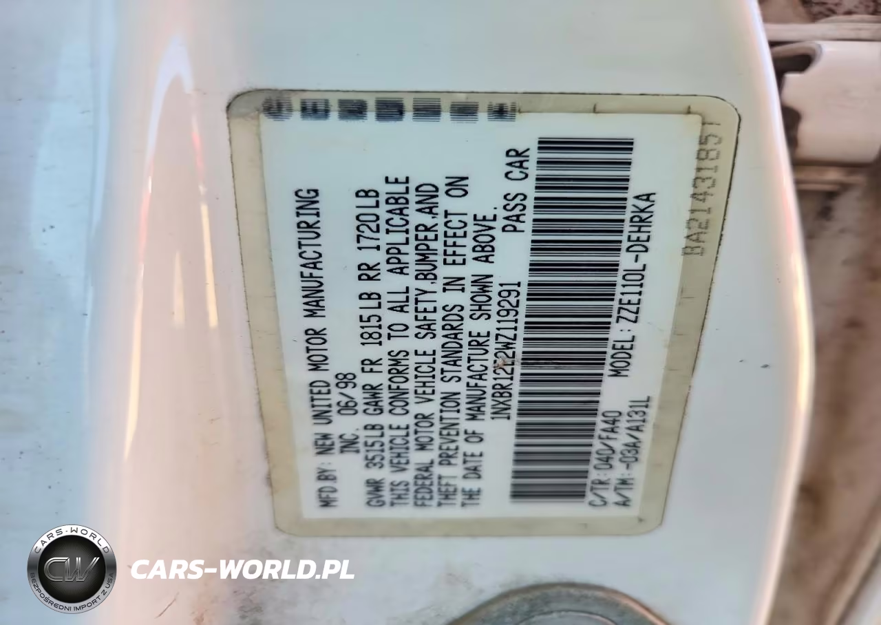 1998 Toyota Corolla Ve VIN:1NXBR12E2WZ119291 - 13
