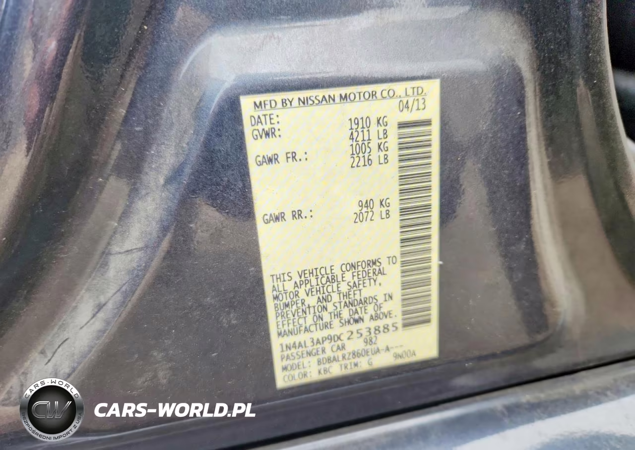 2013 Nissan Altima 2.5 VIN:1N4AL3AP9DC253885 - 12