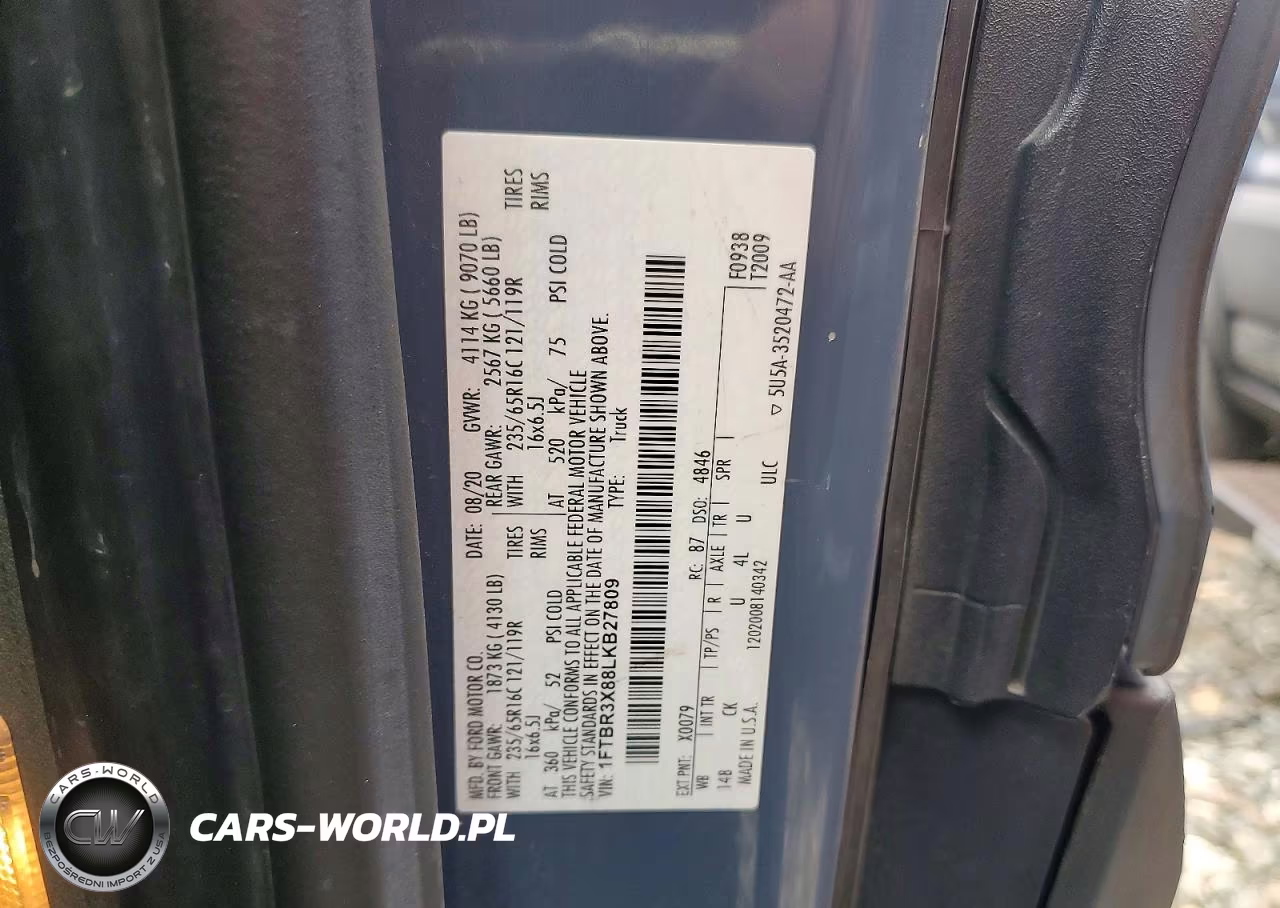 2020 Ford Transit T-250 Delivery Van VIN:1FTBR3X88LKB27809 - 13