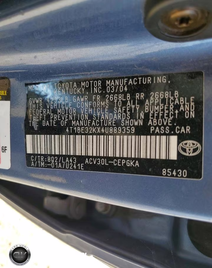 2004 Toyota Camry Xle VIN:4T1BE32KX4U889359 - 12