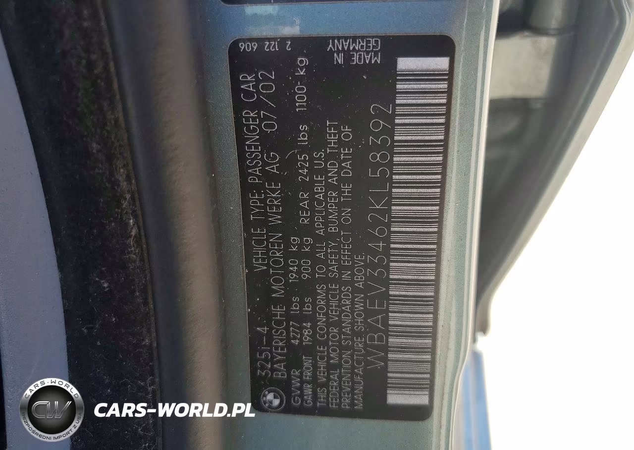 2002 BMW 325 I VIN:WBAEV33462KL58392 - 12