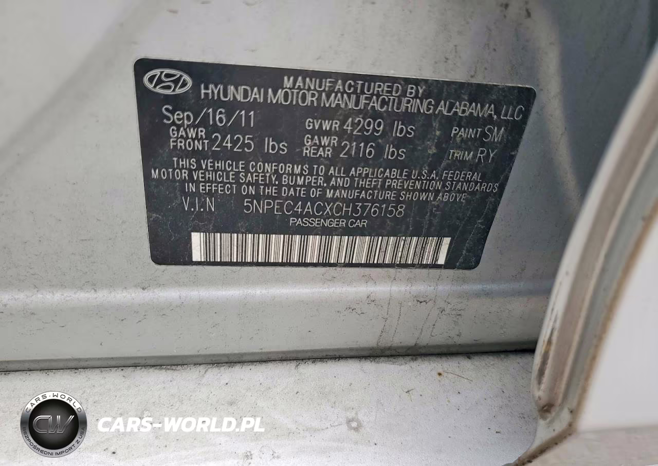2012 Hyundai Sonata Limited VIN:5NPEC4ACXCH376158 - 12