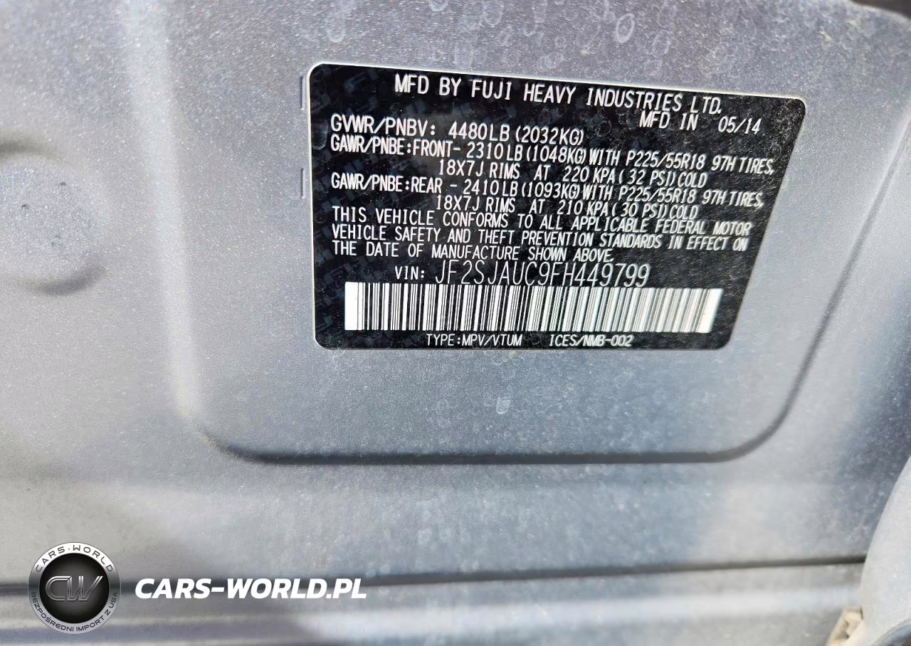 2015 Subaru Forester 2.5I Touring VIN:JF2SJAUC9FH449799 - 12