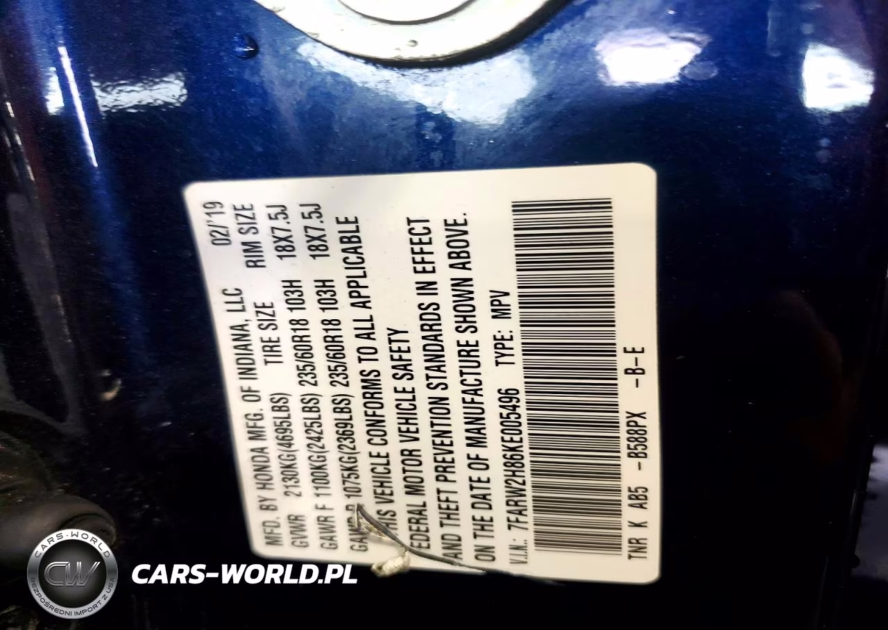 2019 Honda Cr-V Exl VIN:7FARW2H86KE005496 - 13