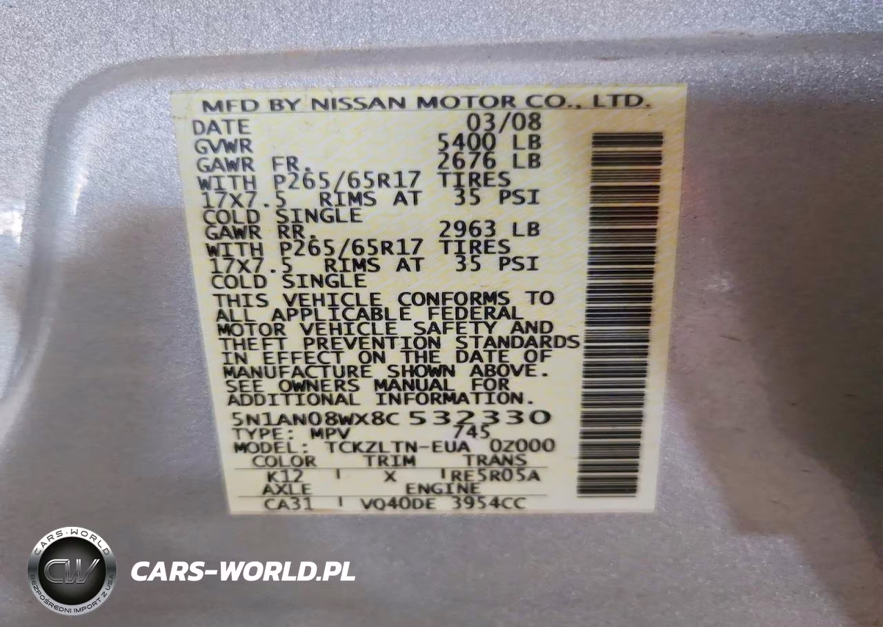 2008 Nissan Xterra X VIN:5N1AN08WX8C532330 - 12