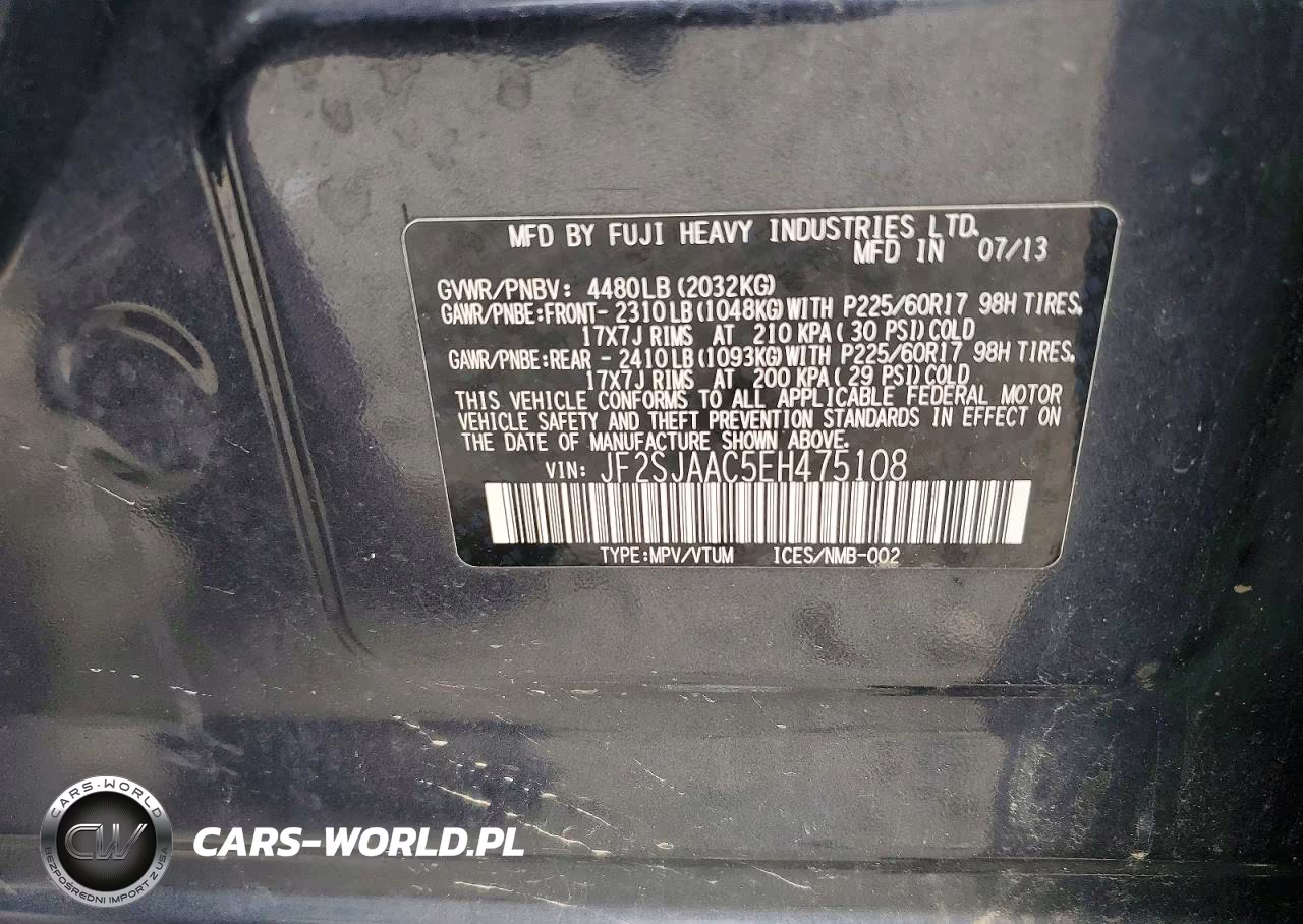 2014 Subaru Forester 2.5I VIN:JF2SJAAC5EH475108 - 13