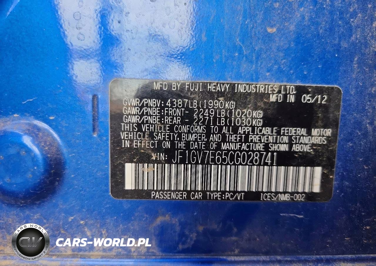 2012 Subaru Impreza Wrx VIN:JF1GV7E65CG028741 - 13