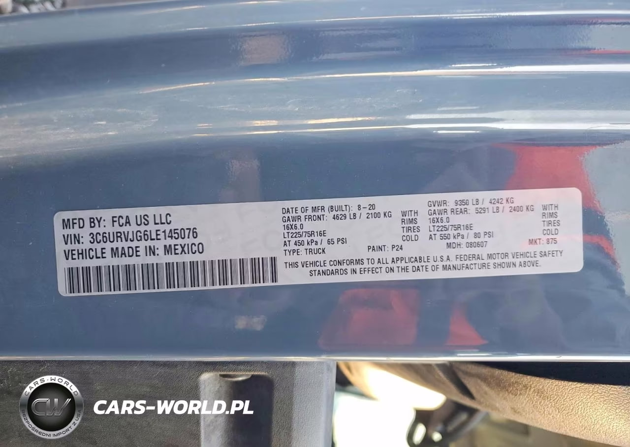 2020 Ram Promaster 3500 Delivery Van VIN:3C6URVJG6LE145076 - 13