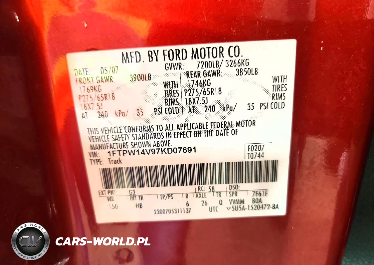 2007 Ford F150 Supercrew VIN:1FTPW14V97KD07691 - 12