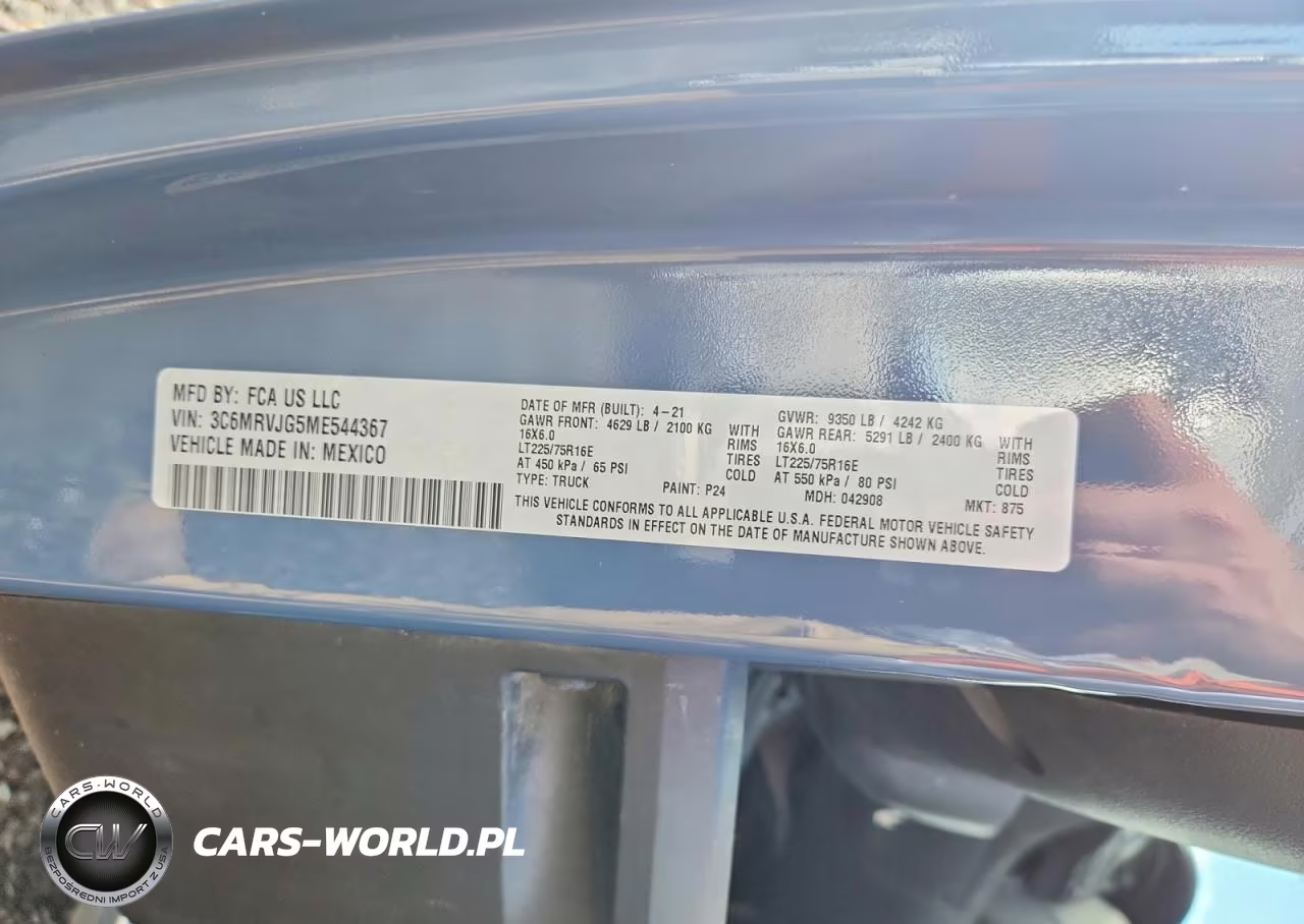2021 Ram Promaster 3500 3500 High VIN:3C6MRVJG5ME544367 - 13