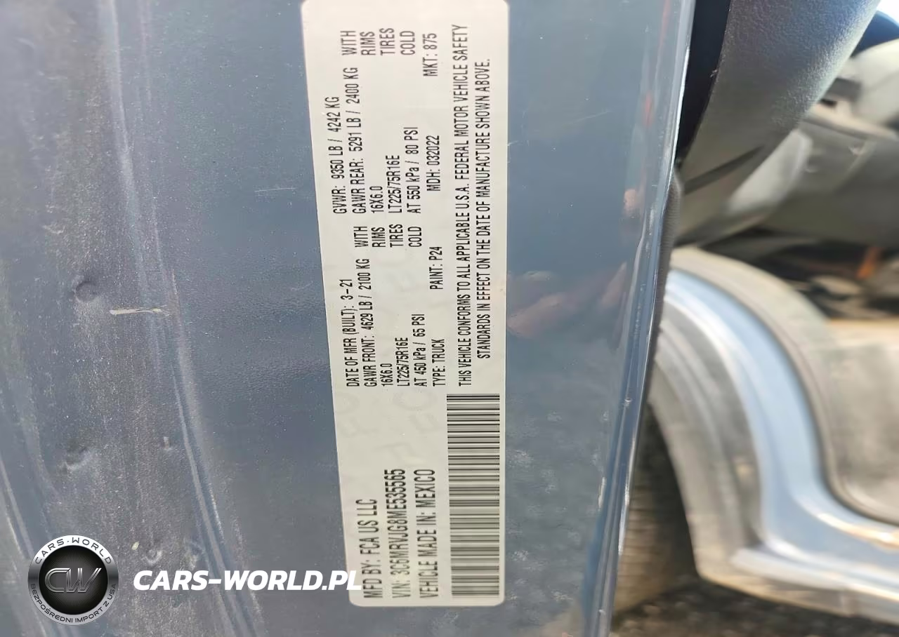 2021 Ram Promaster 3500 Delivery Van VIN:3C6MRVJG8ME535565 - 13