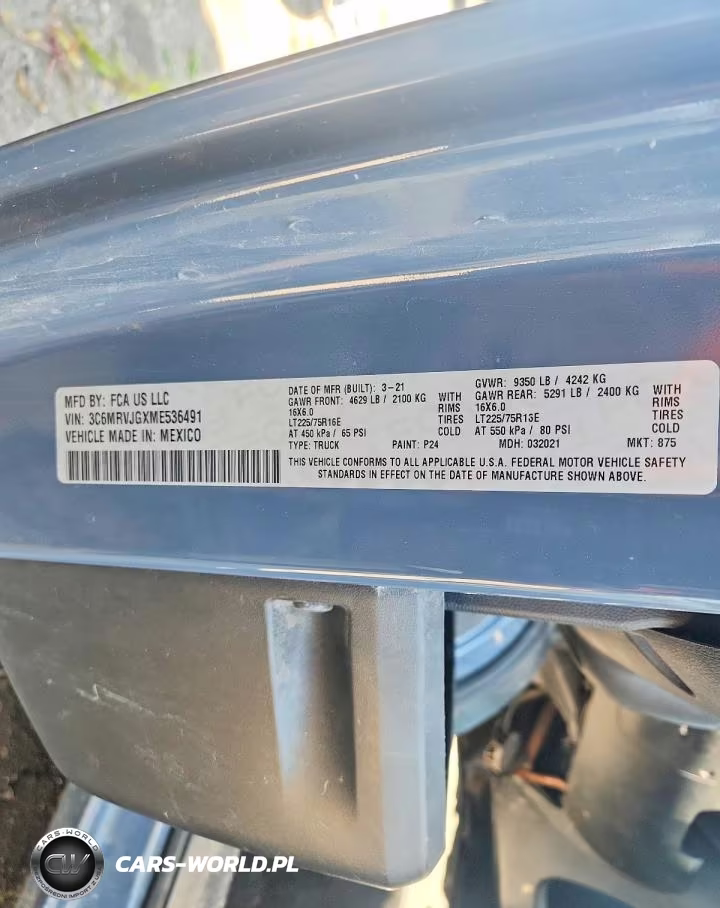 2021 Ram Promaster 3500 Delivery Van VIN:3C6MRVJGXME536491 - 12