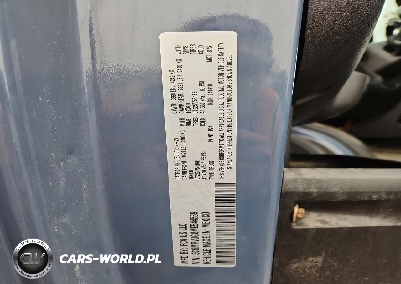 2021 Ram Promaster 3500 Delivery Van VIN:3C6MRVJG8ME544539 - 13