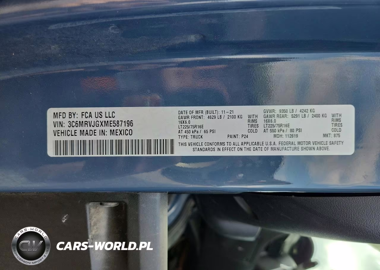 2021 Ram Promaster 3500 Delivery Van VIN:3C6MRVJGXME587196 - 14