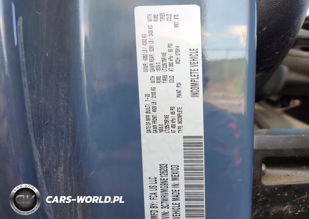 2022 Ram Promaster 3500 Delivery Truck VIN:3C7WRVMG9NE126203 - 13