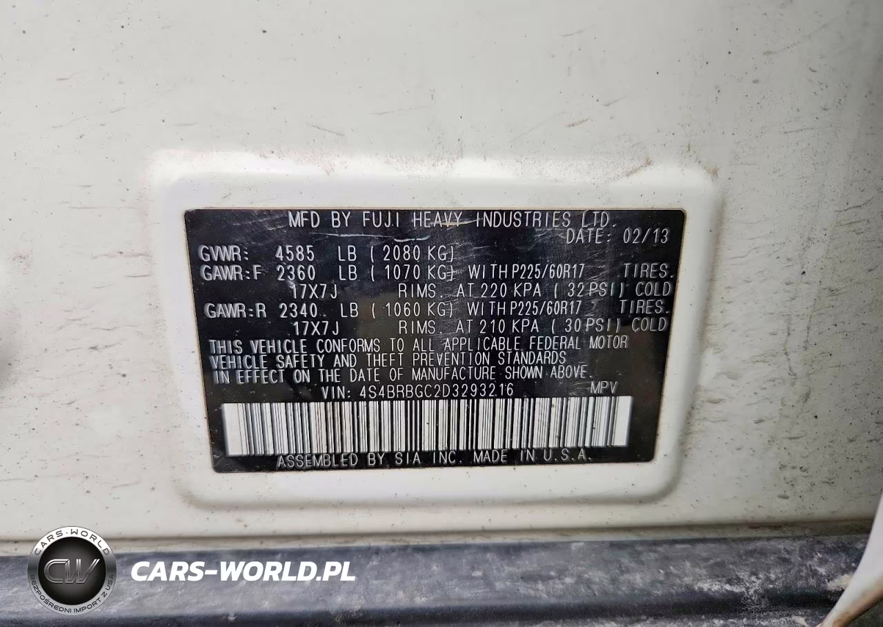 2013 Subaru Outback 2.5I Premium VIN:4S4BRBGC2D3293216 - 12