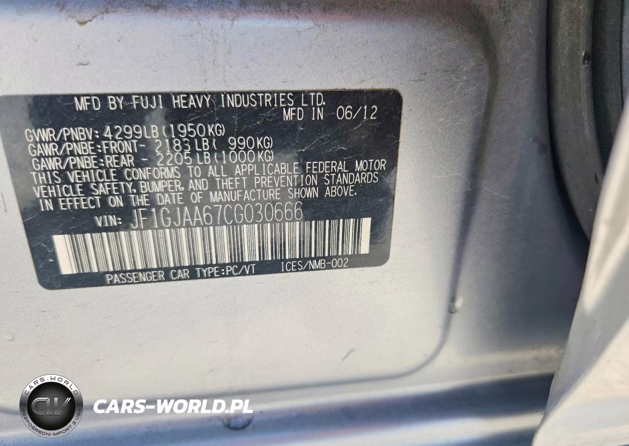 2012 Subaru Impreza VIN:JF1GJAA67CG030666 - 12
