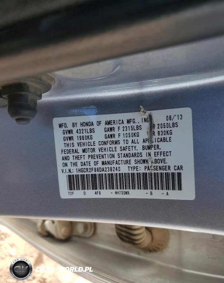 2013 Honda Accord Exl VIN:1HGCR2F86DA238240 - 12