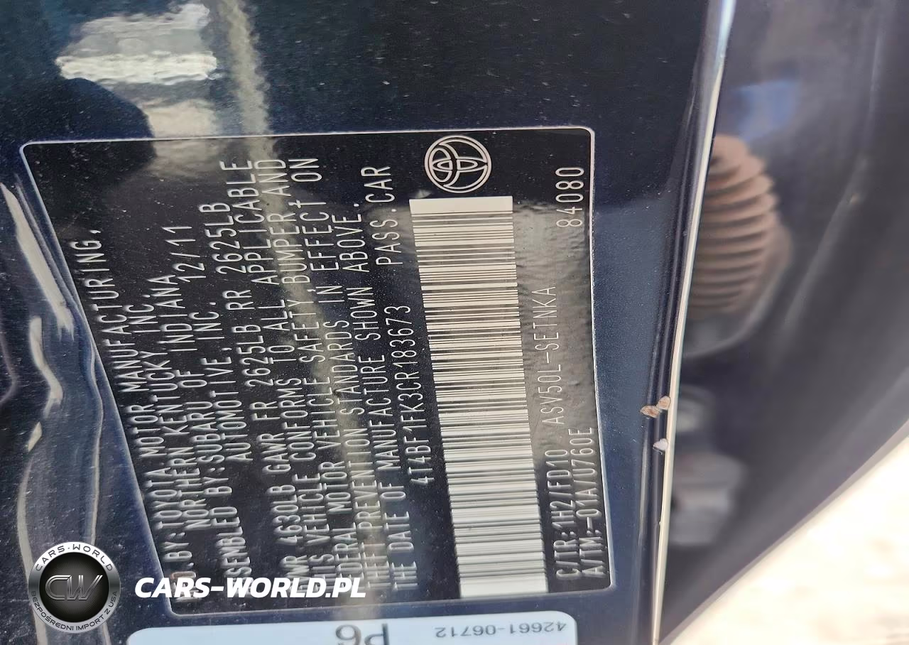 2012 Toyota Camry Le VIN:4T4BF1FK3CR183673 - 12