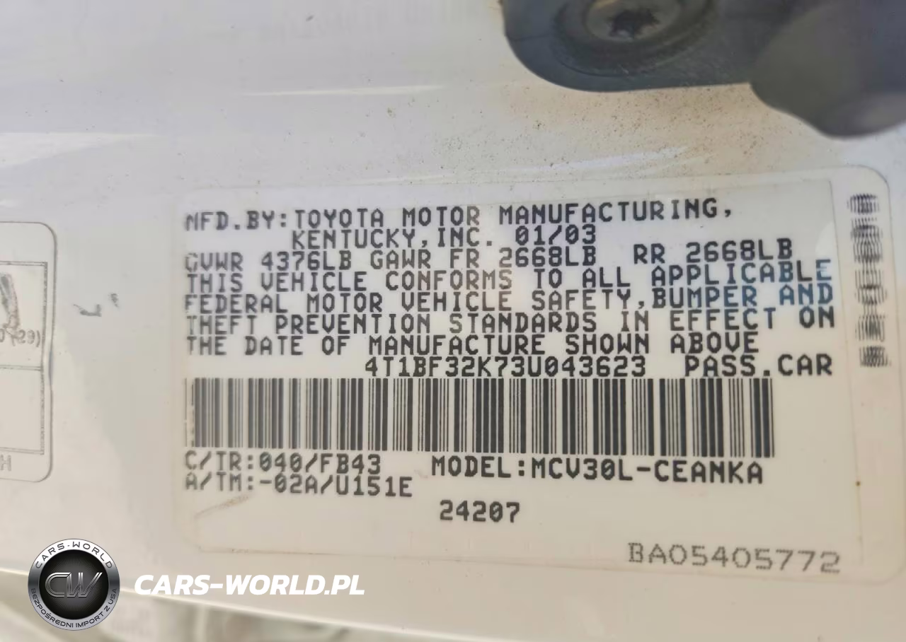 2003 Toyota Camry Le V6 VIN:4T1BF32K73U043623 - 12