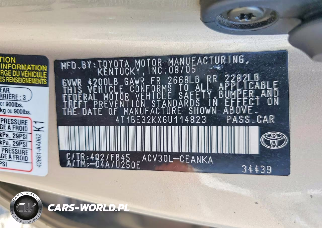 2006 Toyt Camry VIN:4T1BE32KX6U114823 - 12