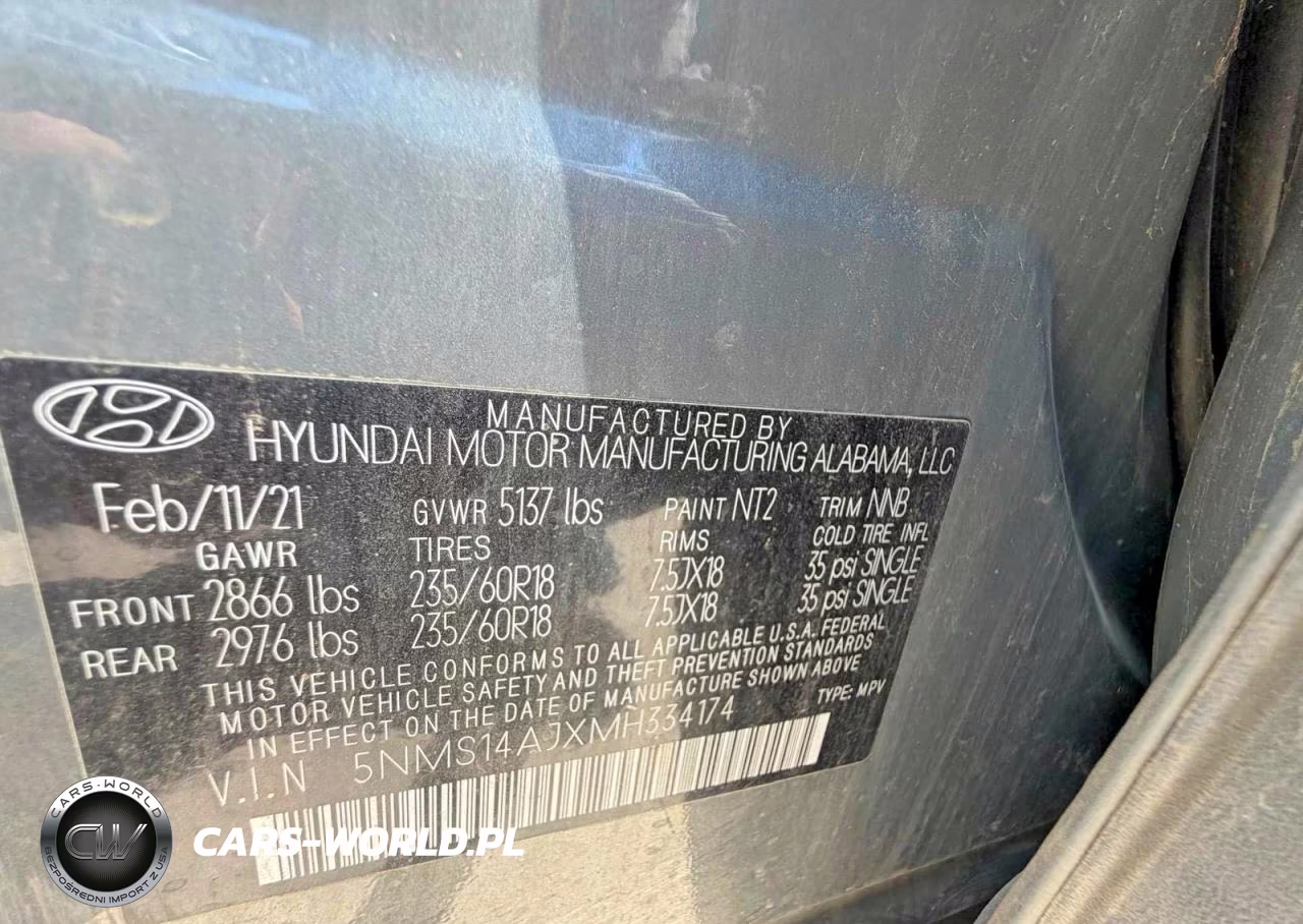 2021 Hyundai Santa Fe Se VIN:5NMS14AJXMH334174 - 10