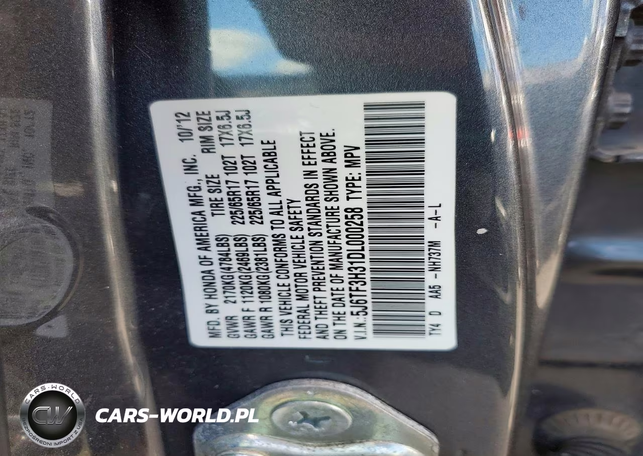 2013 Honda Crosstour Ex VIN:5J6TF3H31DL000258 - 13