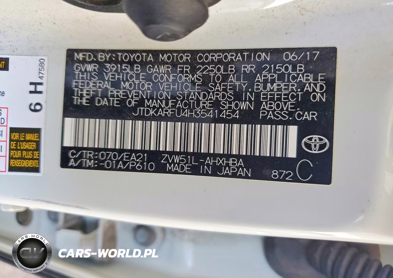 2017 Toyota Prius Four Touring VIN:JTDKARFU4H3541454 - 12