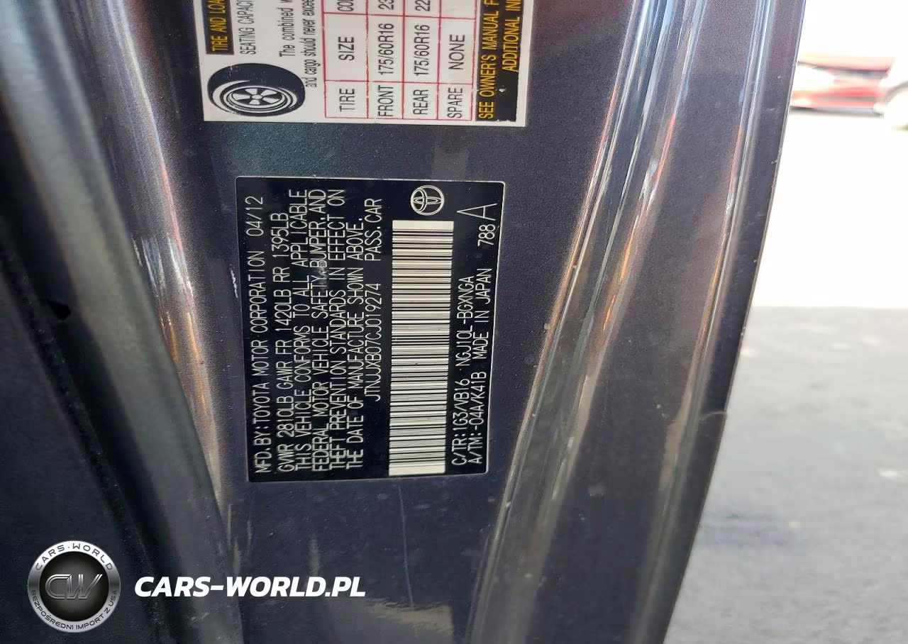 2012 Scion Iq Base VIN:JTNJJXB07CJ019274 - 12