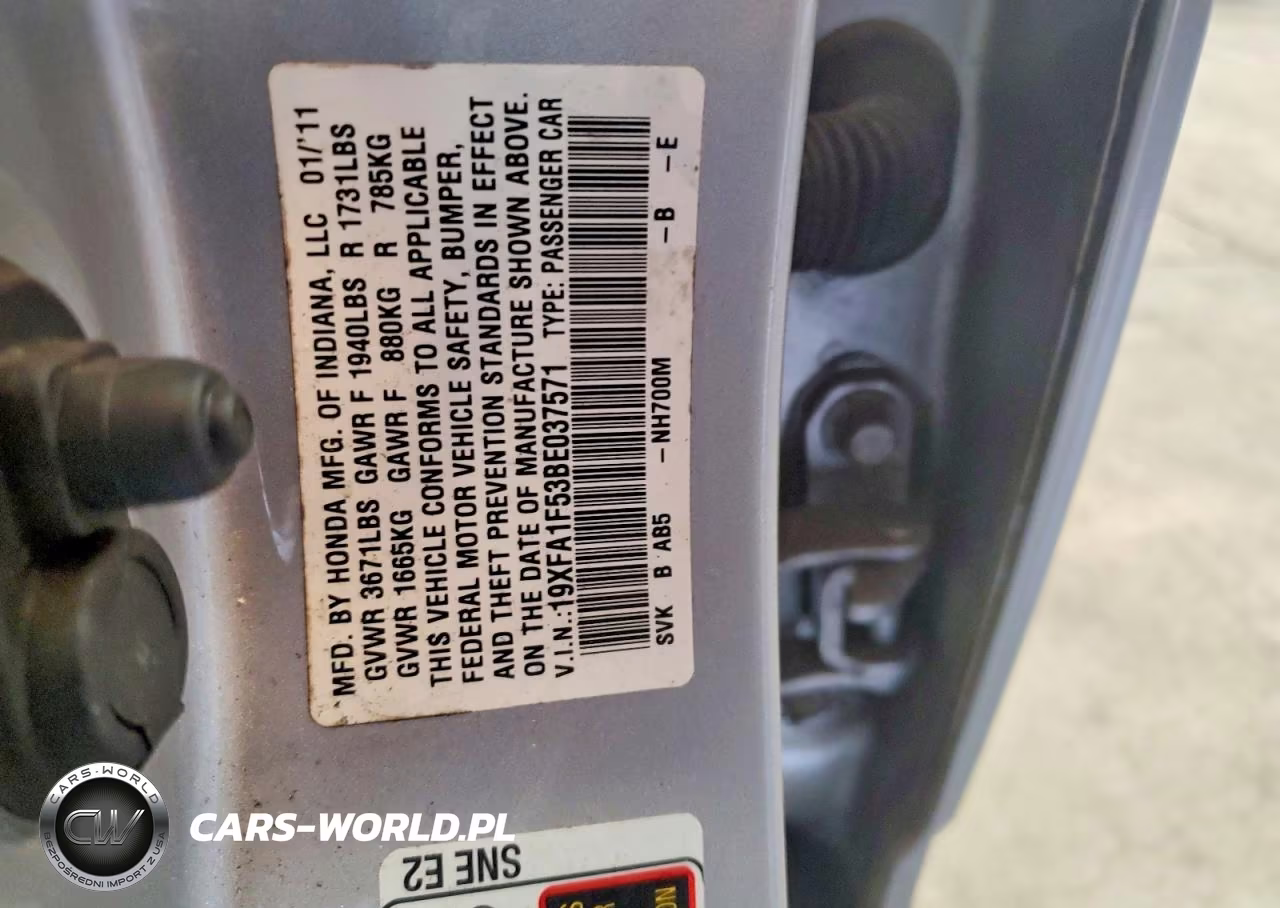 2011 Honda Civic Lx VIN:19XFA1F53BE037571 - 12